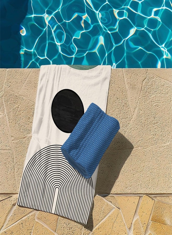 Tzhim Boho Beach Towel, Minimalist Black and Green Circle Pattern Pool Towels, Mid Century Modern Sand Towel Large Bath Towels Gifts for Women Girls, Boho Bathroom Decor, Coastal Boho Decor, 29x60in - Image 4